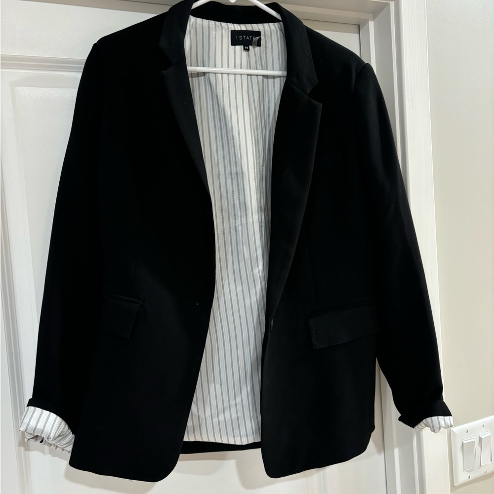 1. State Classic Black Blazer with Pinstripe Lining